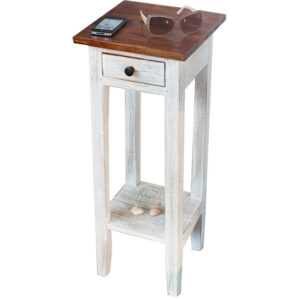 Moebel Living Bílý dřevěný odkládací stolek Lilly 25 x 30 cm