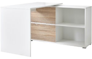 Bílý dřevěný kancelářský stůl Germania Slide s úložným prostorem