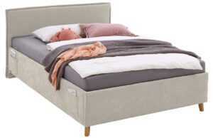 Béžová čalouněná postel Meise Möbel Fun 90 x 200 cm s úložným prostorem