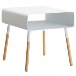 Bílý kovový odkládací stolek Yamazaki Plain 35 x 35 cm