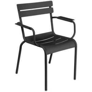 Černá kovová zahradní židle Fermob Luxembourg s područkami