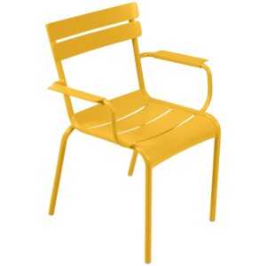 Žlutá kovová zahradní židle Fermob Luxembourg s područkami