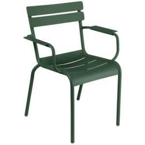 Tmavě zelená kovová zahradní židle Fermob Luxembourg s područkami